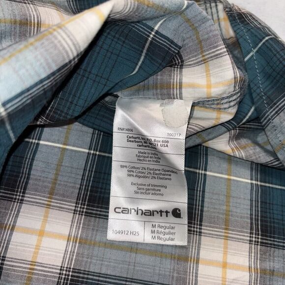 Carhartt Rugged Flex Western Pearl Snap Shirt Men’s Size Medium Green Plaid - Picture 5 of 7
